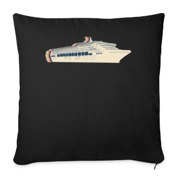 Cruise Cruise Vacation Retro Line Art - Sofa pillowcase 17,3'' x 17,3'' (45 x 45 cm) - black - Front