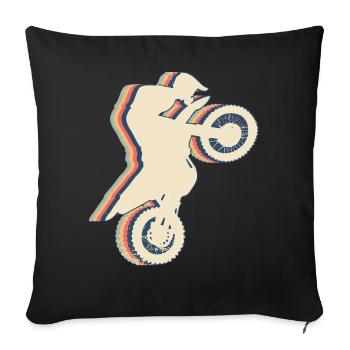 Dirt Bike Motocross Dirt Biking Biker Retro - Sofa pillowcase 17,3'' x 17,3'' (45 x 45 cm) - black - Front
