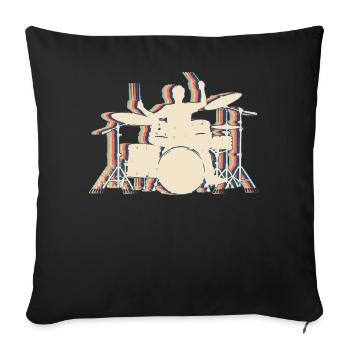 Drummer Drum Retro Line Art - Sofa pillowcase 17,3'' x 17,3'' (45 x 45 cm) - black - Front