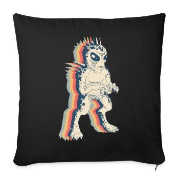 El Chupacabra Crypto Cryptozoology Retro Line Art - Sofa pillowcase 17,3'' x 17,3'' (45 x 45 cm) - black - Front