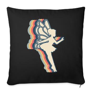 Fee Fairycore Retro Line Art - Sofa pillowcase 17,3'' x 17,3'' (45 x 45 cm) - black - Front