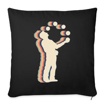 Juggling Juggler Circus Retro Line Art - Sofa pillowcase 17,3'' x 17,3'' (45 x 45 cm) - black - Front