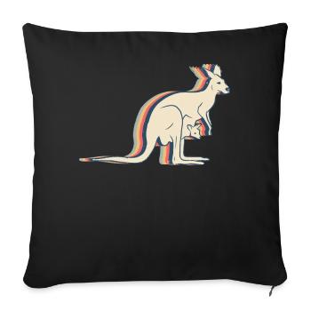 Kangaroo Australia Retro Line Art - Housse de coussin décorative 45 x 45 cm - noir - Devant