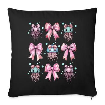 Coquette Bow Jellyfish Ocean Girl Mom Pink - Sofa pillowcase 17,3'' x 17,3'' (45 x 45 cm) - black - Front