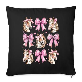 Coquette noeud Appaloosa Cheval Fille Maman Rose - Housse de coussin décorative 45 x 45 cm - noir - Devant