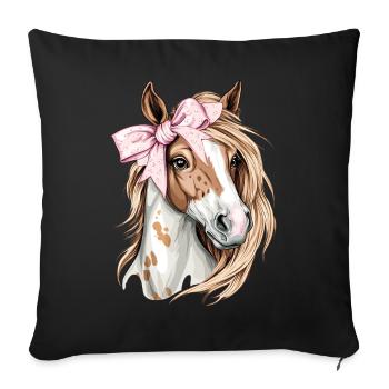 Coquette Bogen Appaloosa Pferd Mädchen Mama Rosa - Sofakissenbezug 45 x 45 cm - Schwarz - Vorne