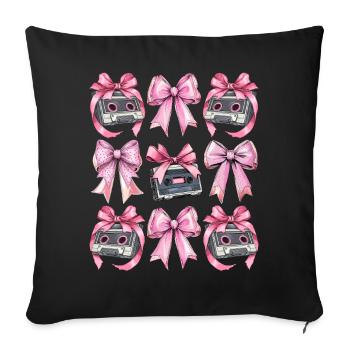 Coquette Bow Cassette Strap 80s Retro - Sofa pillowcase 17,3'' x 17,3'' (45 x 45 cm) - black - Front
