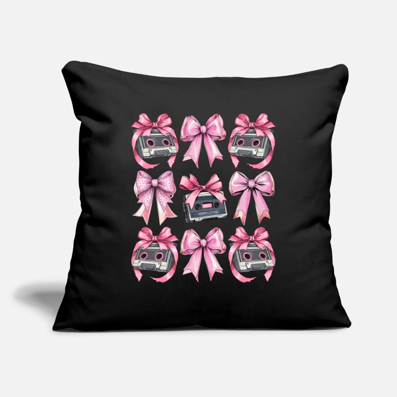 Coquette Bow Cassette Strap 80s Retro Sofa pillowcase 17,3'' x 17,3'' (45 x 45 cm)