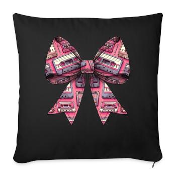 Coquette Bow Cassette Band Pattern 80s Retro - Sofa pillowcase 17,3'' x 17,3'' (45 x 45 cm) - black - Front