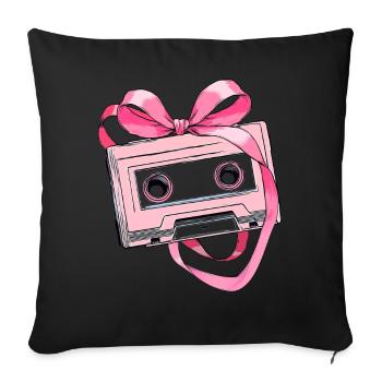 Coquette Bow Cassette Strap 80s Retro - Sofa pillowcase 17,3'' x 17,3'' (45 x 45 cm) - black - Front