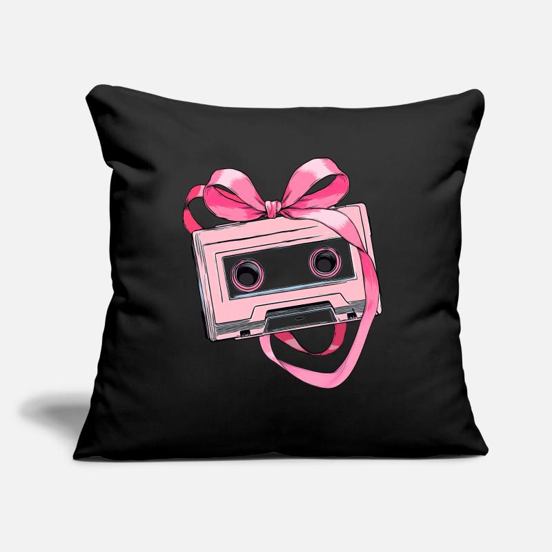 Coquette Bow Cassette Strap 80s Retro Sofa pillowcase 17,3'' x 17,3'' (45 x 45 cm)