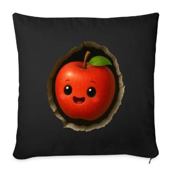 Apfel - Sofakissenbezug 45 x 45 cm - Schwarz - Vorne