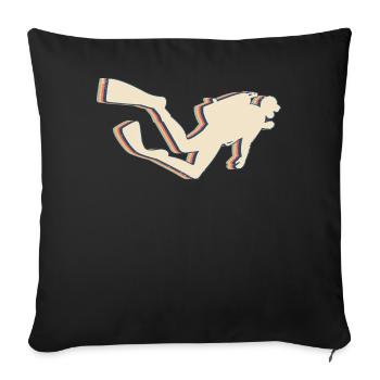 Diving Diver Retro Line Art - Sofa pillowcase 17,3'' x 17,3'' (45 x 45 cm) - black - Front