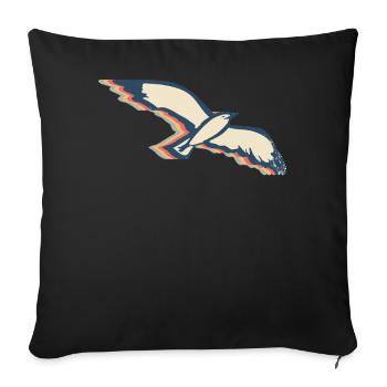 Seagull Seagull Seabird Retro Line Art - Sofa pillowcase 17,3'' x 17,3'' (45 x 45 cm) - black - Front