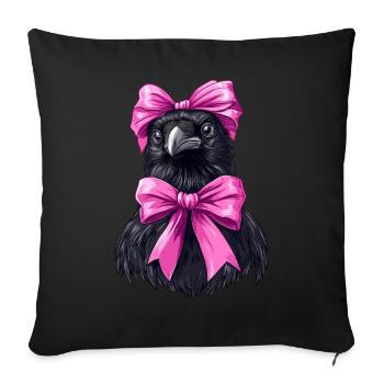 Coquette noeud corbeau corbeau oiseau fille maman rose - Housse de coussin décorative 45 x 45 cm - noir - Devant