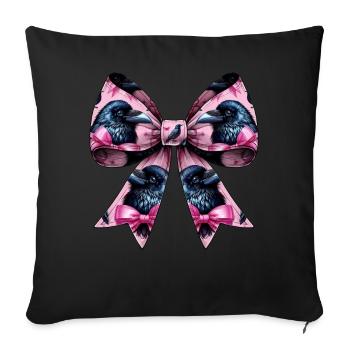 Coquette noeud corbeau corbeau oiseau motif fille - Housse de coussin décorative 45 x 45 cm - noir - Devant