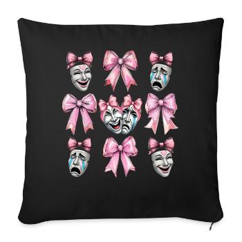 Coquettish Bow Theater Mask Drama Comedy - Sofa pillowcase 17,3'' x 17,3'' (45 x 45 cm) - black - Front