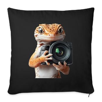 Leopardgecko - Sofakissenbezug 45 x 45 cm - Schwarz - Vorne