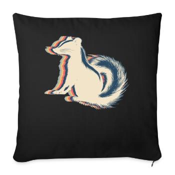 Skunk Raccoon Retro Line Art - Sofa pillowcase 17,3'' x 17,3'' (45 x 45 cm) - black - Front