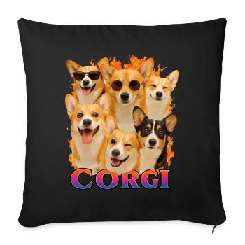 Corgi - Sofakissenbezug 45 x 45 cm - Schwarz - Vorne