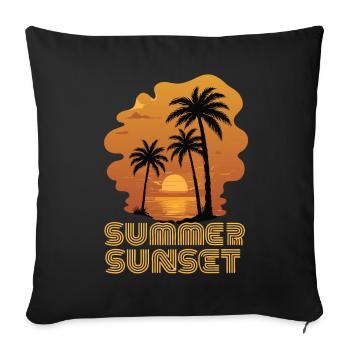 Summer Sunset at the Sea Beach with palm trees - Sofa pillowcase 17,3'' x 17,3'' (45 x 45 cm) - black - Front