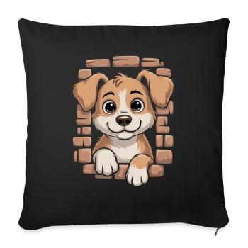 Cute dog with big eyes - Sofa pillowcase 17,3'' x 17,3'' (45 x 45 cm) - black - Front