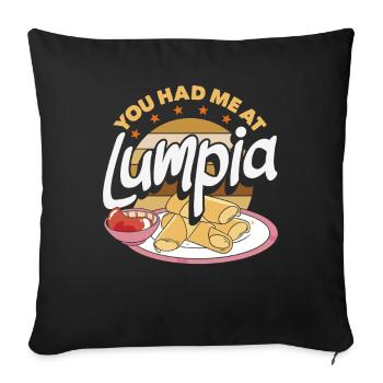Funny Spring Rolls You Had Me At Lumpia - Sofa pillowcase 17,3'' x 17,3'' (45 x 45 cm) - black - Front