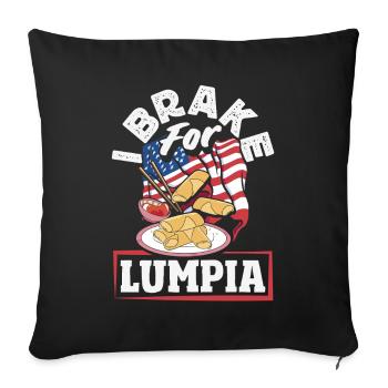 I Brake For Lumpia USA Flag Spring Rolls - Sofa pillowcase 17,3'' x 17,3'' (45 x 45 cm) - black - Front