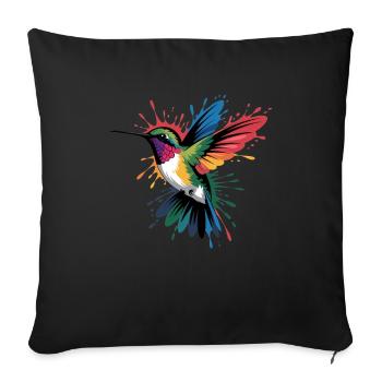 Colorful hummingbird with color explosion - Sofa pillowcase 17,3'' x 17,3'' (45 x 45 cm) - black - Front