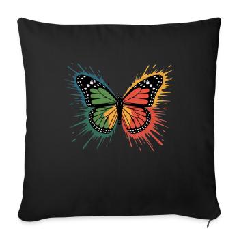 Colorful butterfly with color explosion - Sofa pillowcase 17,3'' x 17,3'' (45 x 45 cm) - black - Front