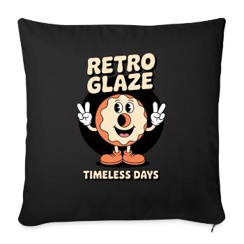 Retro Glaze Donut Retro Cartoon - Sofa pillowcase 17,3'' x 17,3'' (45 x 45 cm) - black - Front