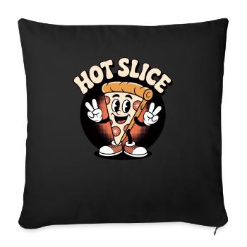 Hot Slice Pizza Retro Cartoon - Sofakissenbezug 45 x 45 cm - Schwarz - Vorne
