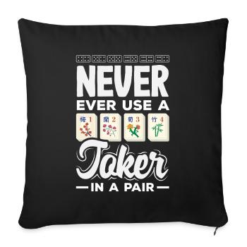 Drôle Mahjong Gamer Cadeau Ma Jiang - Housse de coussin décorative 45 x 45 cm - noir - Devant