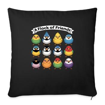 Une volée d’amis perroquet enfants oiseau - Housse de coussin décorative 45 x 45 cm - noir - Devant