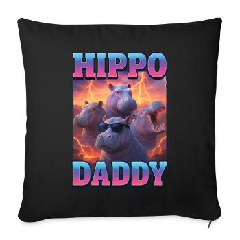 Nilpferd-Papa - Sofakissenbezug 45 x 45 cm - Schwarz - Vorne