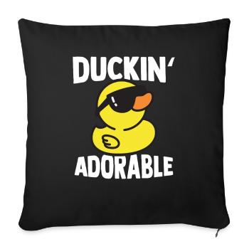 Duckin' Adorable Yellow Duck Rubber Duck Gift - Sofa pillowcase 17,3'' x 17,3'' (45 x 45 cm) - black - Front