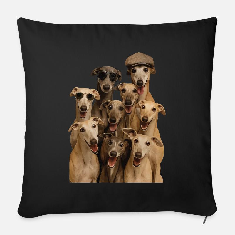 Windhund - Sofakissenbezug 45 x 45 cm - Schwarz