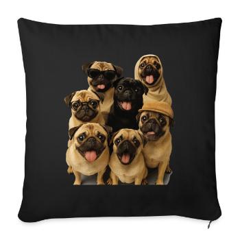 Mops - Sofakissenbezug 45 x 45 cm - Schwarz - Vorne