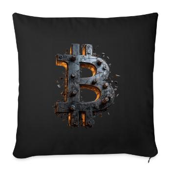 Bitcoin Design für BTC Fans - Sofakissenbezug 45 x 45 cm - Schwarz - Vorne