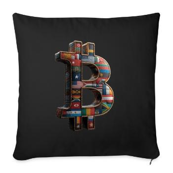 Bitcoin Design für BTC Fans - Sofakissenbezug 45 x 45 cm - Schwarz - Vorne