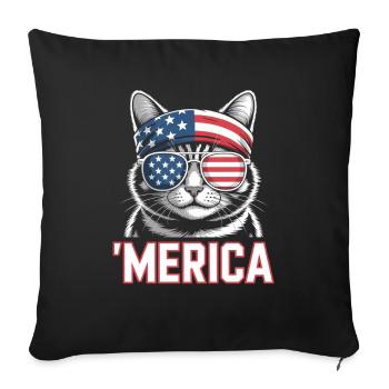 'Merica Katze Mit Sonnenbrille - Sofakissenbezug 45 x 45 cm - Schwarz - Vorne