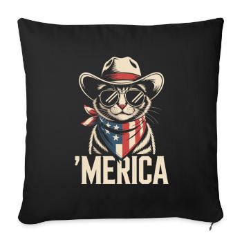 'Merica Katze Mit Sonnenbrille - Sofakissenbezug 45 x 45 cm - Schwarz - Vorne