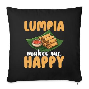 Les rouleaux de printemps Lumpia me rendent heureux - Housse de coussin décorative 45 x 45 cm - noir - Devant