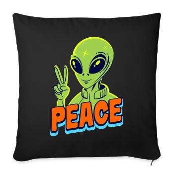 Funny green Alien with Peace sign Space - Sofakissenbezug 45 x 45 cm - Schwarz - Vorne