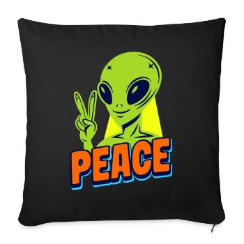 Funny green Alien with Peace sign Space - Sofakissenbezug 45 x 45 cm - Schwarz - Vorne