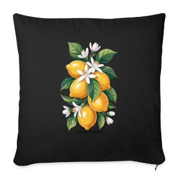 Sunshine & Citrus Lemon Summer Holiday - Sofa pillowcase 17,3'' x 17,3'' (45 x 45 cm) - black - Front