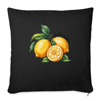 Sunshine & Citrus Zitronen Sommer Urlaub - Sofakissenbezug 45 x 45 cm - Schwarz - Vorne