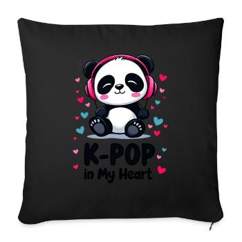 K-Pop in My Heart Cute Panda - Sofa pillowcase 17,3'' x 17,3'' (45 x 45 cm) - black - Front