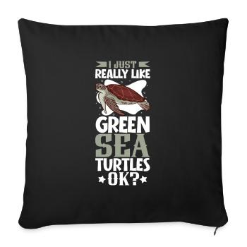 I love my Green Sea Turtle - Sofa pillowcase 17,3'' x 17,3'' (45 x 45 cm) - black - Front