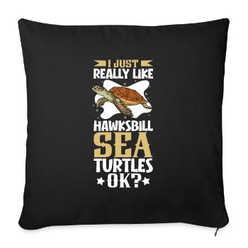 I love my hawksbill turtle - Sofa pillowcase 17,3'' x 17,3'' (45 x 45 cm) - black - Front